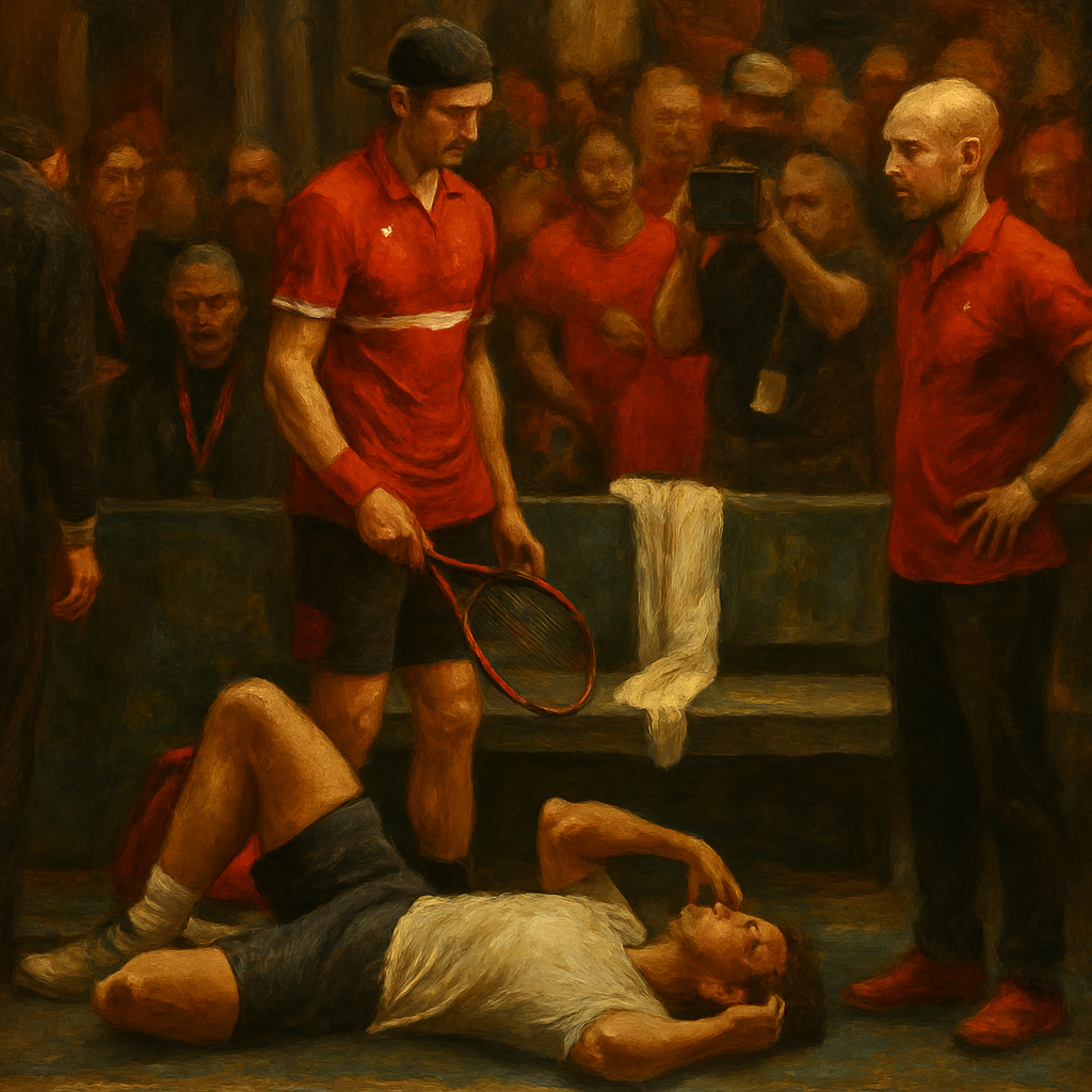 Davis Cup player protests after collision