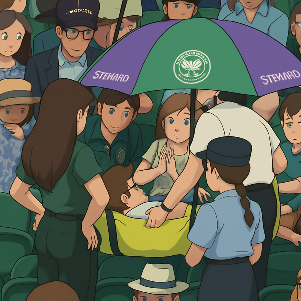 Fan stretchered during Swiatek Bencic clash