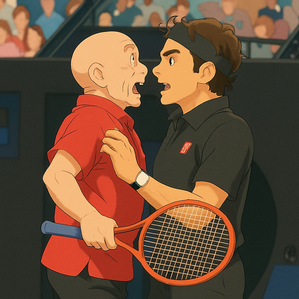 Agassi Exits Court During Federer Match