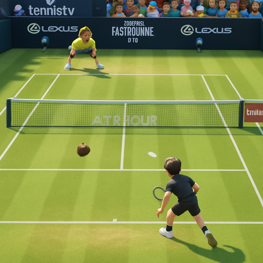 Tennis ace scores sans racket in Eastbourne